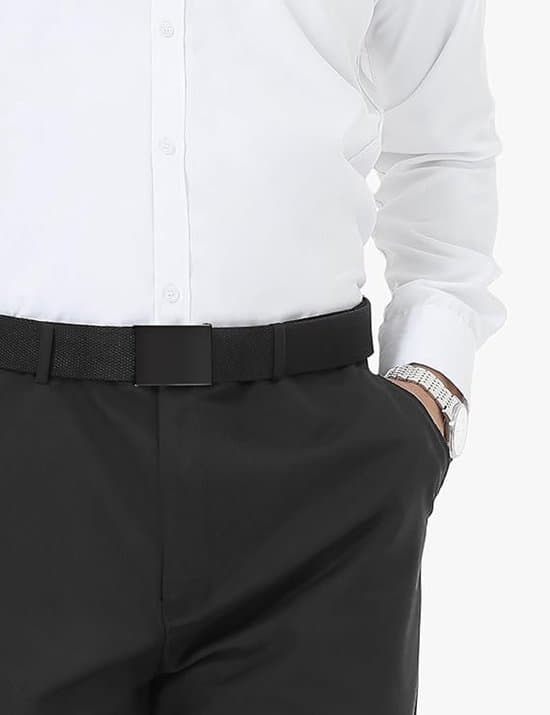 Herre lærredsbælte - 12 cm - Sort