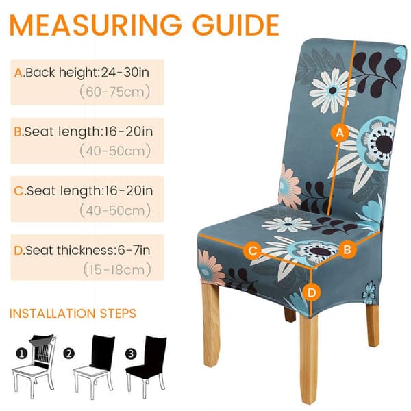 Stretch stolsöverdrag, set om 4, för matsal, blommönster
