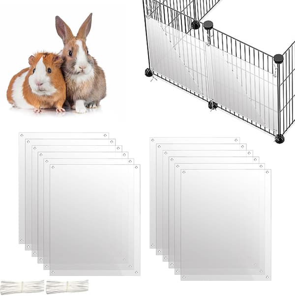 12-pack kaninbur urinbarriärer 10\" x 8.2\" Husdjursplast stänkskydd foder skyddar. Klara kantfoder marsvin sidofoder fågelbur katt