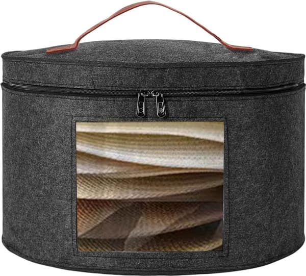 Stor rund hattask med lock, hattförvaringslåda för förvaring av hattar (40*26 cm)