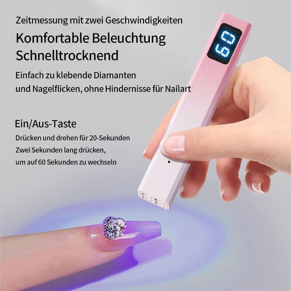 Mini UV LED neglelampe, genopladelig, med LCD-timer, negletørrer, sort