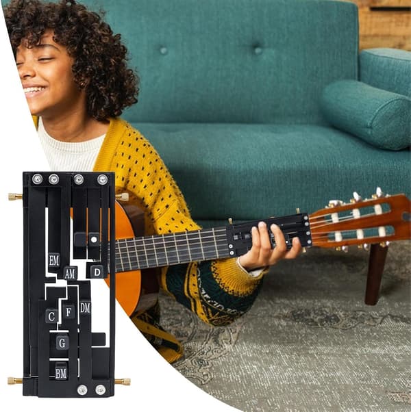 Gitarrackordpress, gitarrinlärningsverktyg för nybörjare (svart)