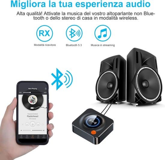 Bluetooth-lähetin - Bluetooth-vastaanotin - Adapteri - Musta
