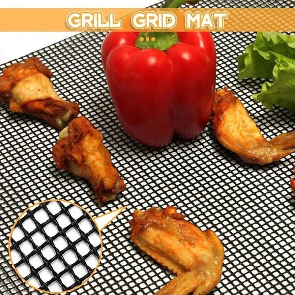 3 st non-stick BBQ grillnätfoder baknätmatta köksmatlagning svart