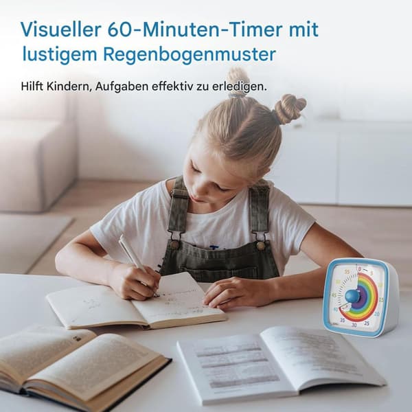 Visuell timer, 60-minuters nedräkningstimer, regnbågsmönster barntimer