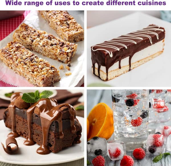 Muffinsformar i silikon, 12 rektangulära formar, 29,5 x 17,2 cm - lämpliga för bakning av müslibars, choklad, glass - 2-pack