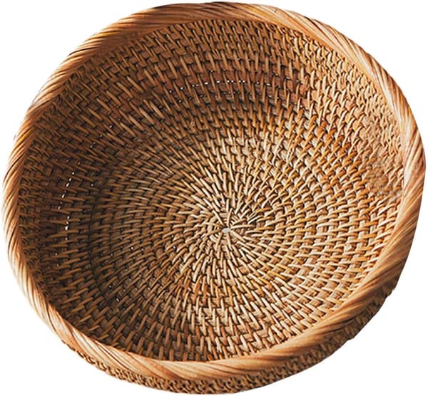 Fruktkorgar, runda rottingbrödkorgar, serveringsbrickor, brödkorgar, kökssnacks, drycker, bakverk