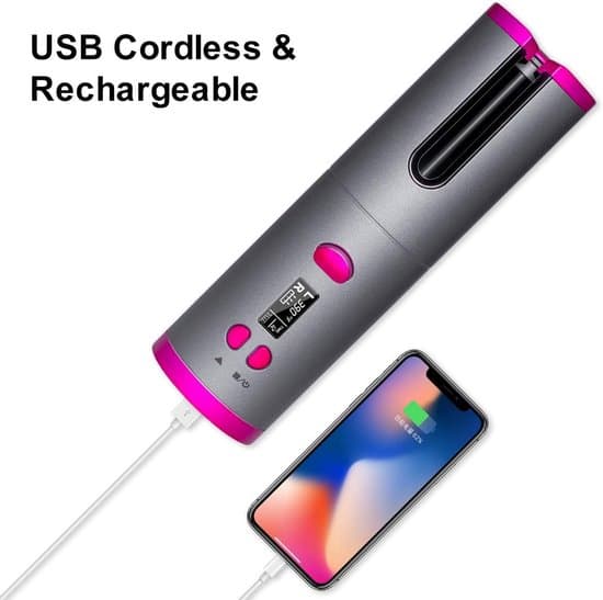 Ledningsfri USB Genopladelig Automatisk Roterende Hårkrøller med Timer og 6 Temperaturer