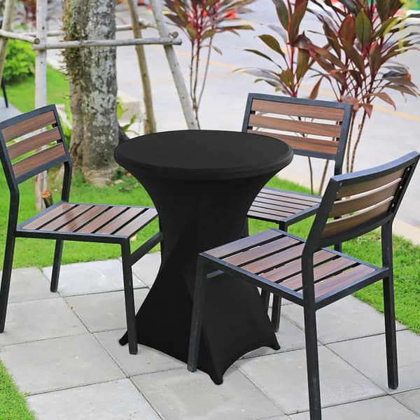 Runt bordsöverdrag svart elegant elastiskt 80x110cm
