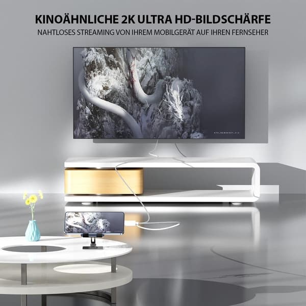 HDMI-kabel, egnet til Apple Lightning-interface til HDTV, HD-adapterkabel, AV-konverteringskabel, 2 m