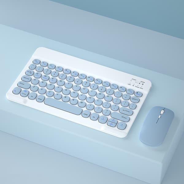 Trådlöst Bluetooth-tangentbord Mus Bärbara Retro Runda Knappar PC iPad Mac