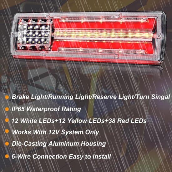 To 12V LED baglygter - Multifunktionel - Lastbiltrailer