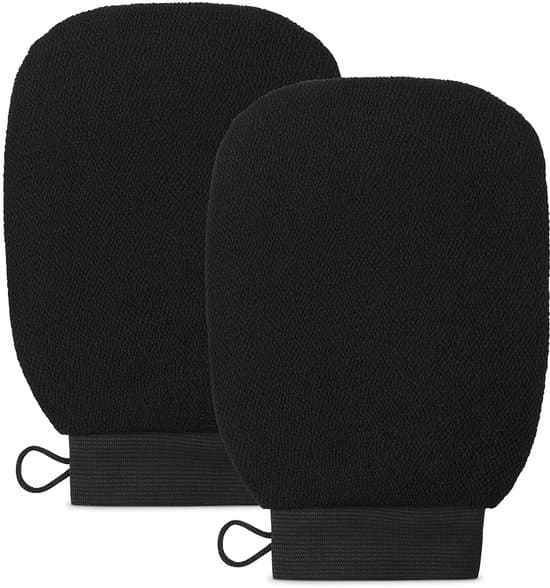 2-pack - Badhandskar - Exfolierande duschhandskar - Återanvändbara - Kroppsvård - Dusch - Svart