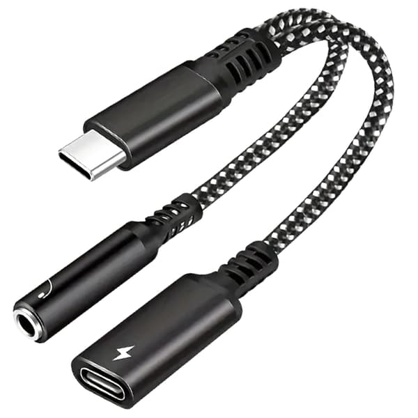 2-i-1 60W Hurtigopladende USB-C Lydadapter (Sort)