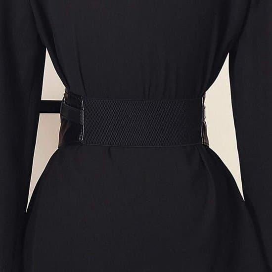 Piger elastisk bælte i imiteret læder, bredt bælte, elastisk taljebånd, shapewear-stil, one size fits all.