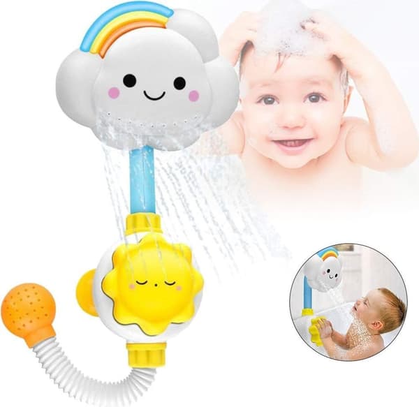 Babybadleksaker, molnformad vattensprutdusch, badkarsleksaker