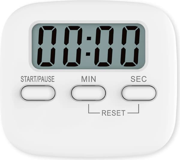 Digital kökstimer, stoppur/nedräkning, högt larm, LCD, för matlagning, bakning, studier (vit).