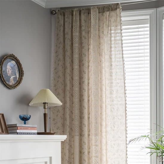 Boho Gardin - Bomull Linne - Beige - 150x160 cm