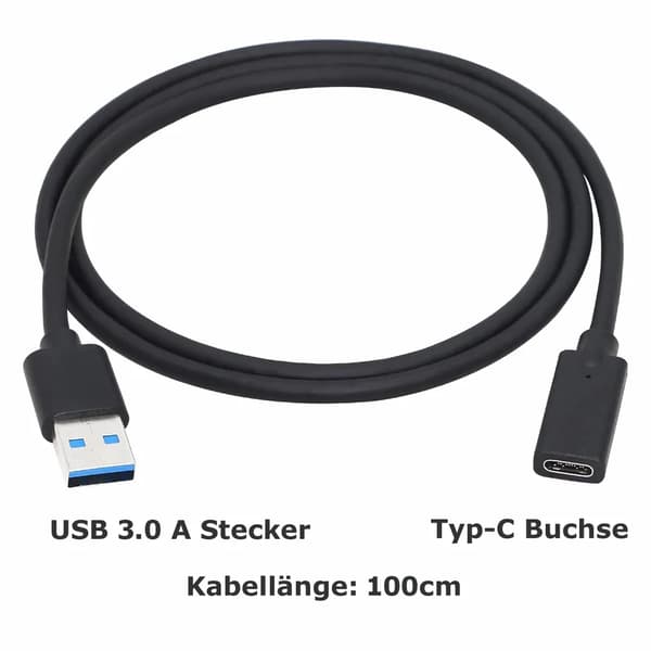 USB-C hun til USB 3.0 han kabeladapter 100 cm. Velegnet til PC Computer Laptop