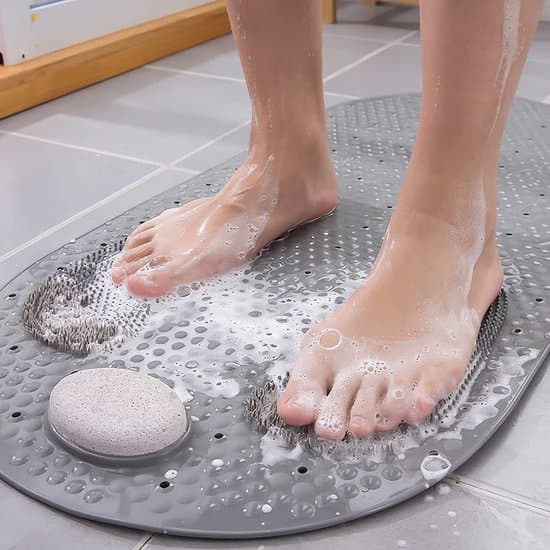 Grå Halkfri Duschmatta med Sugkoppar & Massage, Mögelresistent (80x40cm)
