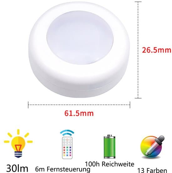 Batteridrivna LED-spotlights med fjärrkontroll, 3-pack.