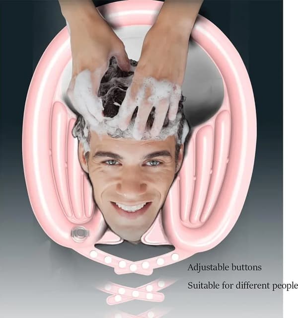 Shampoo vask, shampoo vask, egnet til brug i sengen, let, egnet til ældre og handicappede, pink