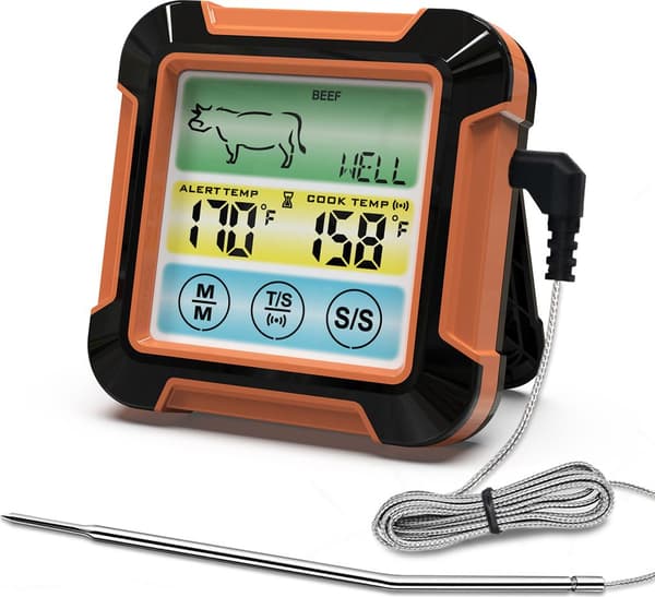 BBQ Termometer, Grilltermometer, Digital Kötttermometer, Pekskärm, Timer, WP, Köketermometer