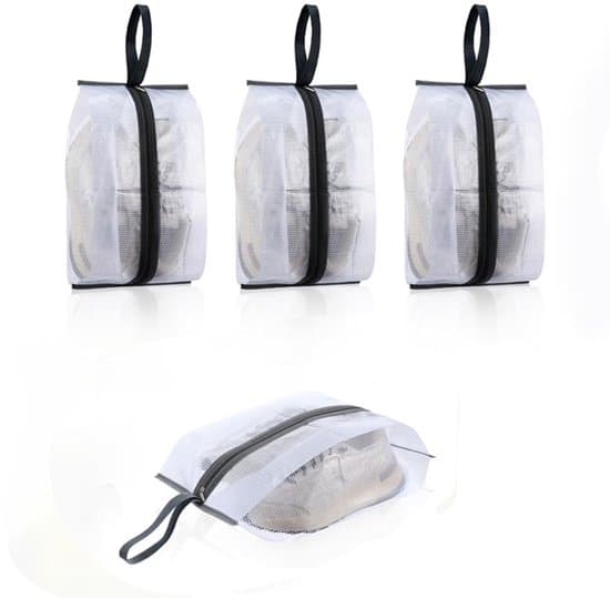 Vattentäta reseskoväskor, transparenta reseskoväskor, skoförvaringsväskor, bärbara skoväskor med dragkedja, med handtag, 6-pack, 40 x 20 cm