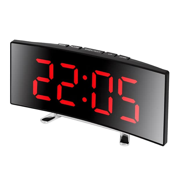 LED väckarklocka, digital väckarklocka, termometer, snooze-funktion, skrivbordsklocka - röd
