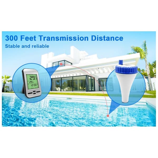 Soldriven termometer för pool (ej flytande termometer, ej inomhus- eller utomhusmodeller)
