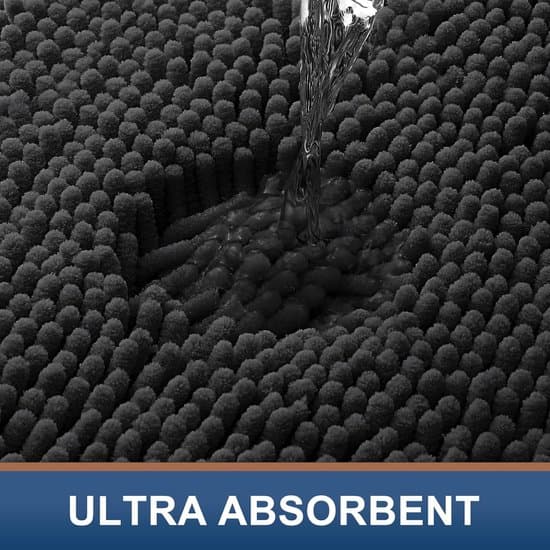 Badeværelsesmåtte 40x60cm Superblød Absorberende Fleece Maskinvaskbar Sort