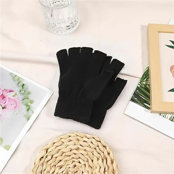 12 par unisex akryl fingerløse handsker elastisk touchscreen strikket termisk afslappet