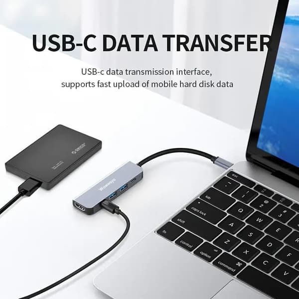 Hub, dockingstation, adapter, 5-i-1, egnet til MacBook, Pro, Air, M1/M2, 4K, HDMI