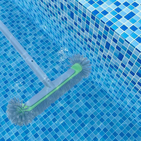 Kraftig rund poolvägg- och kakelskrubbborste med aluminiumbaksida