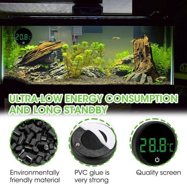 Trådlös digital akvarietermometer med touch, noggrann sensor och touch LED-display.