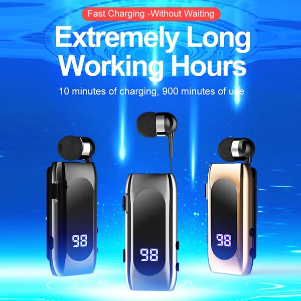 Lavalier Bluetooth-headset, trådlöst, sportorienterat, infällbart Bluetooth-affärsheadset, handsfree, silver.