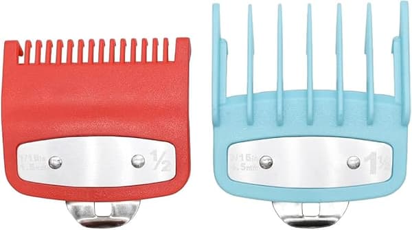 2-pack herrfrisörsaxar, skyddsfodral och extra hårtillbehör.