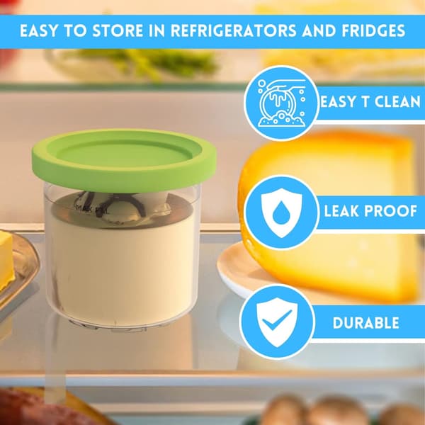 4-pack glassbehållare Ersättningspints Lock Skedar