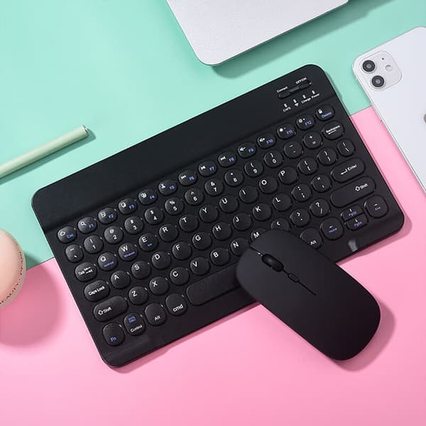 Trådlöst Bluetooth-tangentbord Mus Bärbara Retro Runda Knappar PC iPad Mac