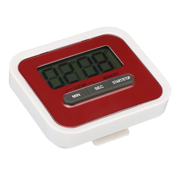 100-minutters digital magnetisk køkken-nedtællingstimer med LCD-display og bagklips (rød)