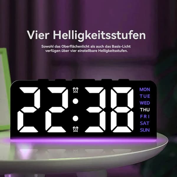LED digital klocka – Multifunktionell väckarklocka, datumvisning, temperaturvisning och bakgrundsbelysning
