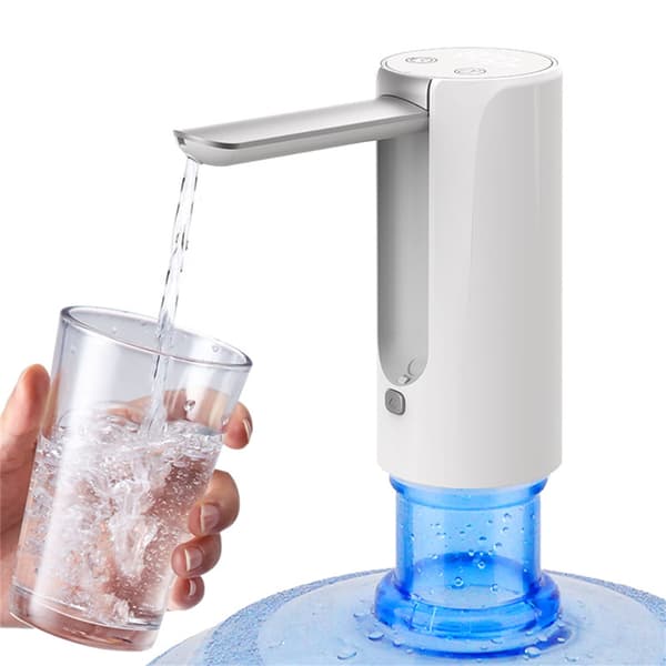 Automatisk vikbar vattenpumpdispenser av flasktyp, bärbar batteridriven hushållsvattendispenser med hög kapacitet, justerbart flöde, vit.