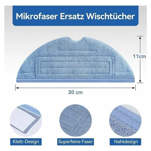 6-pack tvättbara moppdynor i mikrofiber, kompatibla med Roborock S7, S7 Plus, T7, T7 Plus, T7S Plus