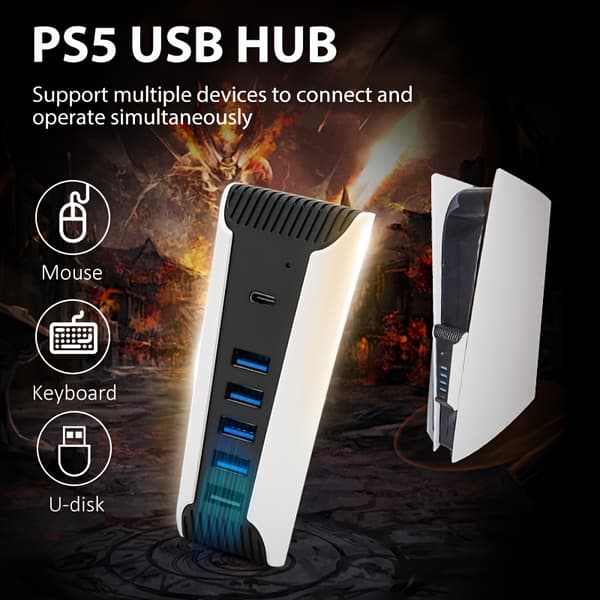Lämplig för PS5 HUB cbl. förlängare HUB dockningsstation USB PS5 HUB stöder PS5 VR