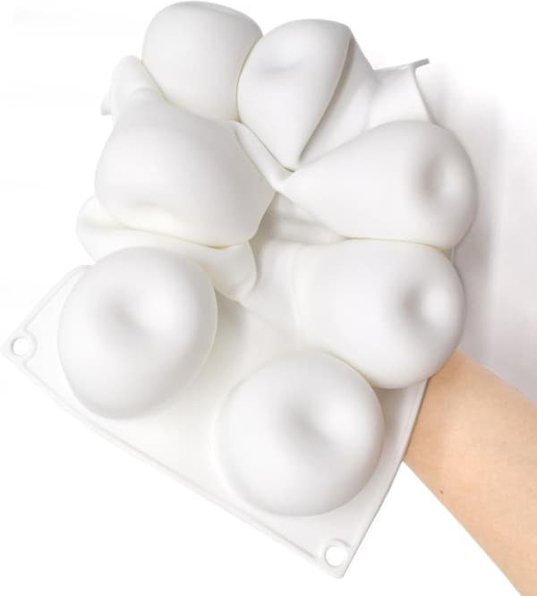 3D Æble Silikoneform - DIY Sæbe, Gelé, Budding & Chokolade Kugleform til Sfærisk Mad, Kager & Mousse (Hvid)
