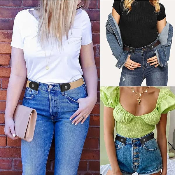 5-pack spännfria elastiska midjebälten, stretchbälten, unisex spännfria osynliga elastiska midjebälten.