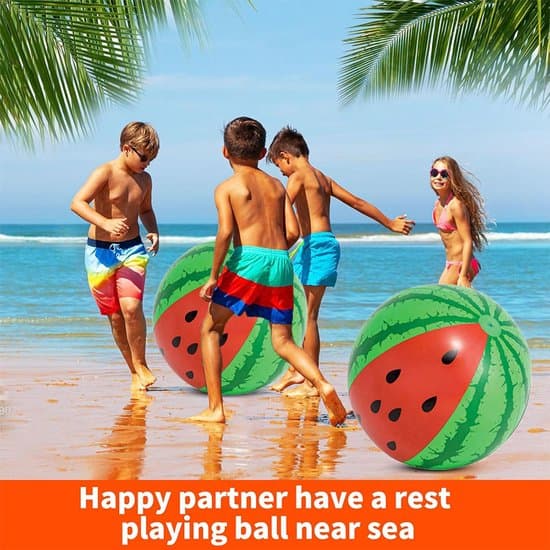 Pool - Armpuffar - Poolleksaker - Strandboll - Vattenmelon - 75 cm - Med fotpump