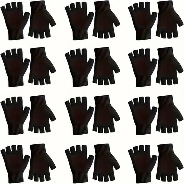 12 par unisex akryl fingerløse handsker elastisk touchscreen strikket termisk afslappet