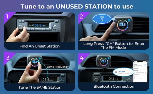 Bluetooth FM-sender Bilradio USB Hurtigoplader Adapter MP3-afspiller Håndfri