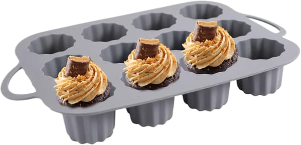 Silikone bageforme | Velegnet til rå chokoladekager, brød, småkager og desserter, 2-pak, grå.